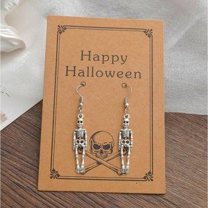 Skull Ghost Hoop Earrings, Halloween Ghost Card Earrings Witchy Jewellery